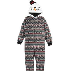 Christmas Fleece Footie Pajamas Child 6/7 Hooded